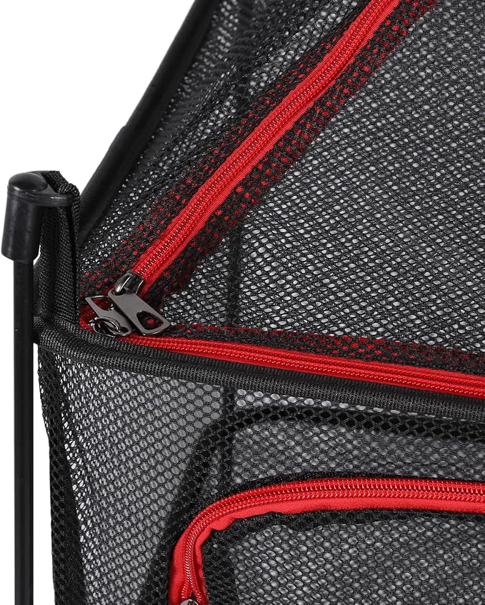 SIXRUN 4 Layer Hanging Mesh Drying Rack, Foldable Clothes Drying Net with Thickened Mesh Fabric for Camping Travel Home Storage (Red)