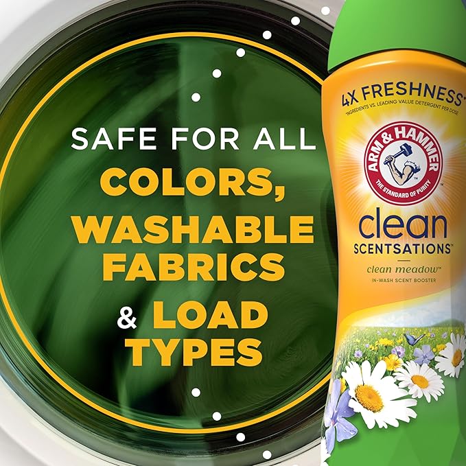 ARM & HAMMER Clean Scentsations In-Wash Scent Booster,Laundry Scent Booster Clean Meadow-scent,24 Oz,(Pack of 4)