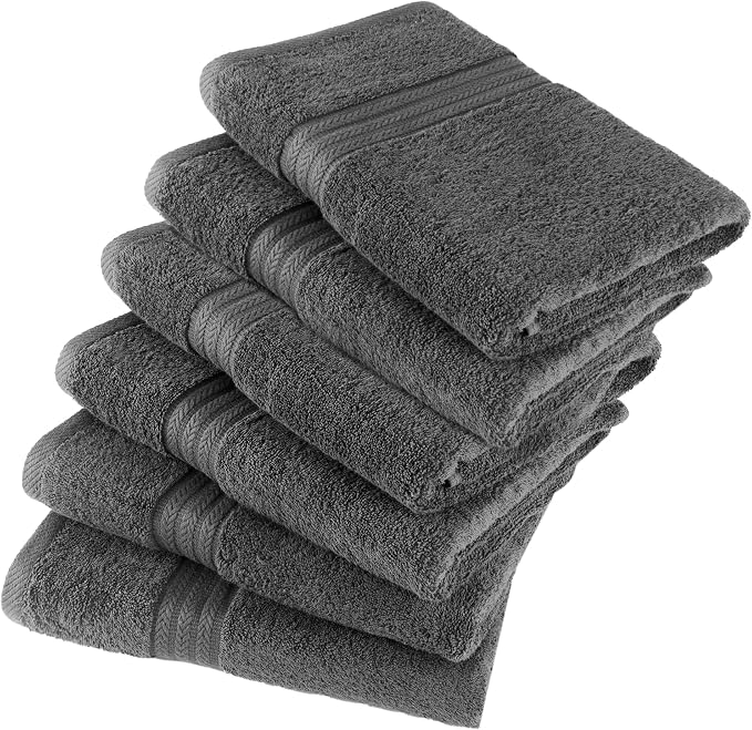HERCULEAN Large Bath Towels 24 x 50 Pack of 6 | Quick Dry and Highly Absorbent | 100% Cotton Terry Towels for Bathroom - Perfect for Shower - Pool and Spa - Luxury Soft Towels - Light Grey