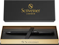 Scriveiner All Black Ballpoint Pen -Stunning Luxury All Metal Matt Black Pen, Schmidt Black Refill, Best Gift Set for Men & Women, Professional Executive Office, Nice Fancy Designer Pens