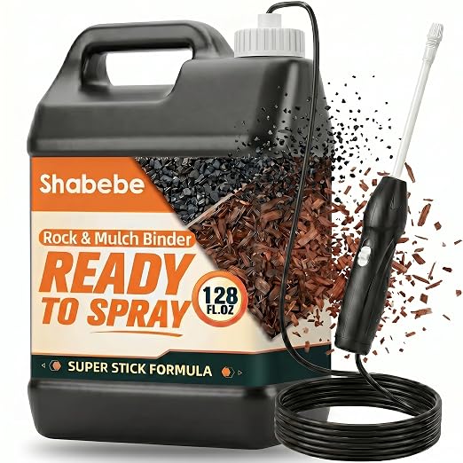 Mulch & Rock Glue with Battery Powered Sprayer, 1 Gallons Ready-to-Use Landscape Glue for Gravel, Mulch & Small Stones, No Dilution Formula, Weather-Resistant Pea Gravel Stabilizer