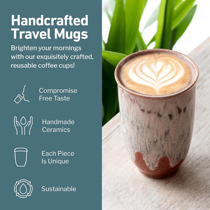 NOVA CERAMICS Travel Mugs - Ceramic Tumbler With Lid – Ceramic Travel Mug To Go Cup – Microwave & Dishwasher Safe Ceramic Coffee Tumbler - Gifts For Women Men Him Her – 12oz – Jupiter