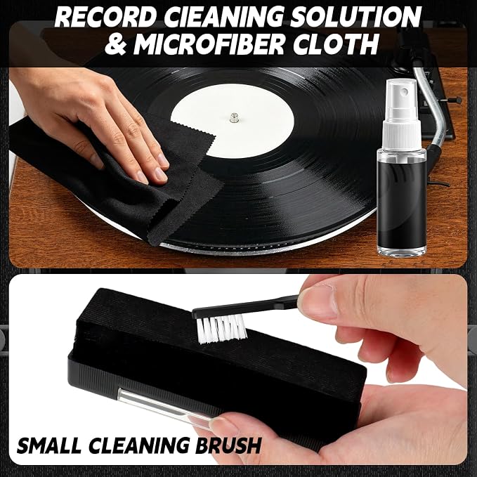 8-in-1 Vinyl Record Cleaning Kit with Acrylic Turntable Mat,Velvet Brush,Anti-Static Record Brush,Nano Fiber Brush,Stylus Brush,Cleaning Cloth for LP Albums