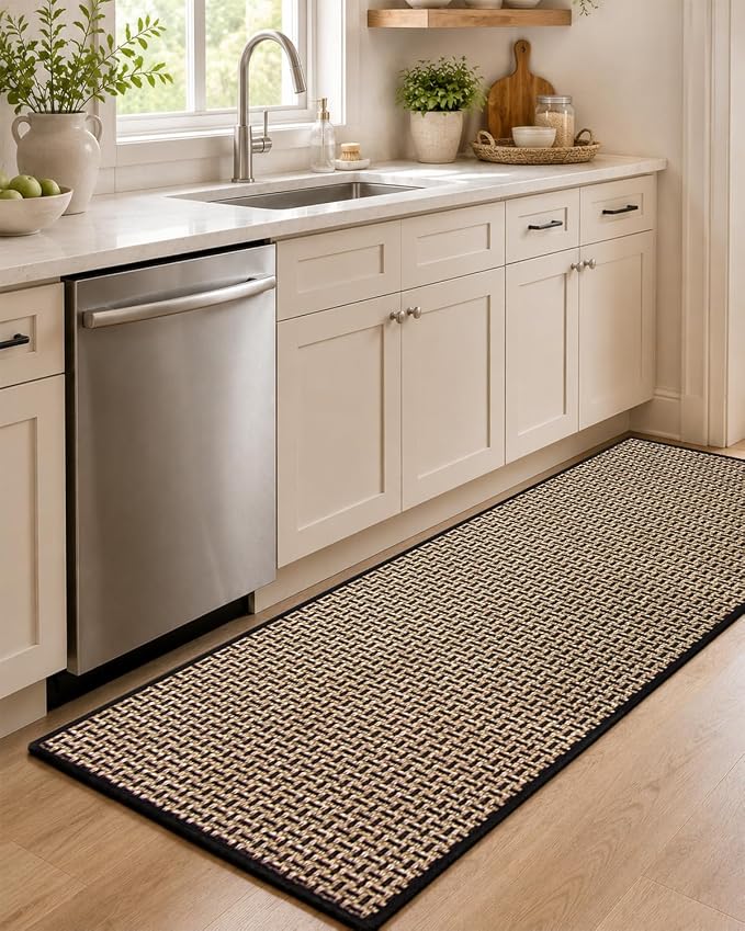 eqivei Kitchen Runner Rug, 24" x 59" Non-Slip Washable Kitchen Mat with Rubber Backing for Floor, Island Walkway, Hallway or Laundry Room