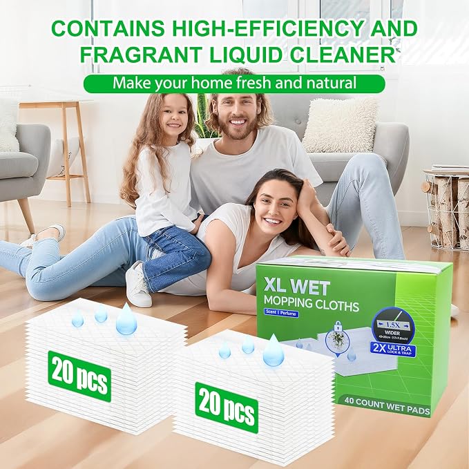 40 Count XL Wet Pads Refills for Swiffer Sweeper XL Mop, Disposable X-Large Wet Mopping Cloths, Extra Large Size Pads Refill for Multi-Surface Floor Cleaning (Mop not Included)