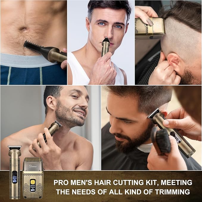 Hatteker Men Waterproof Cordless Beard Trimmer Clipper & Foil Shaver All-in-One Kit
