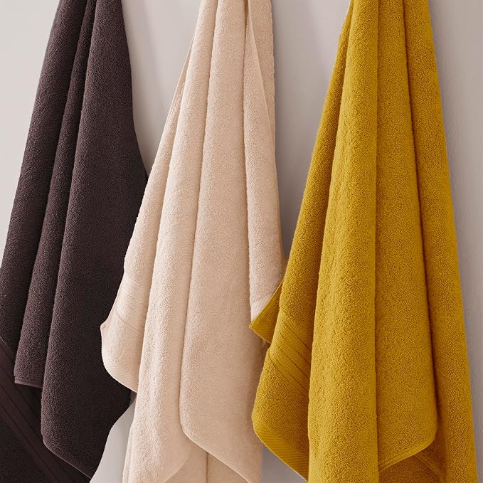 COZYART Luxury Bath Towel Set 6 Pcs, Beige 100% Turkish Cotton 650 GSM | OEKO-Tex 100 Certified Zero Twist Ring Spun, Soft Absorbent Quick Dry, Plush Fluffy, Breathable Hotel Quality for Daily Use
