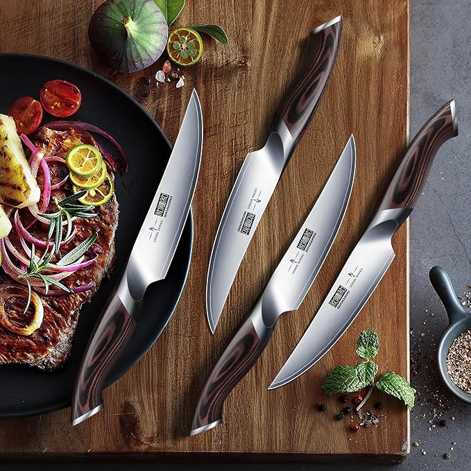HOSHANHO Steak Knives Set of 6, 4.5 Inch Non Serrated Steak Knife Set | Ultra Sharp Japanese High Carbon Steel Kitchen Steak Knives with Ergonomic Handle, Ideal Gifts