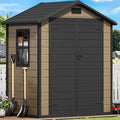 DWVO 6x4 FT Storage Shed Plastic with Floor, Outdoor Storage Shed with Lockable Door, Window and Vents, Waterproof Garden Tool Shed for Patio, Backyard, Lawn