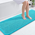 OLANLY Bathroom Runner Rugs 59x20, Soft Absorbent Chenille Bath Rugs, Rubber Backing Quick Dry, Machine Washable Long Bath Mats for Bathroom Floor, Tub and Shower, Home Decor Accessories, Aqua Sky