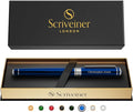 Scriveiner Personalized Midnight Blue Rollerball Pen - Stunning Blue Lacquer Luxury Pen, Chrome Finish, Schmidt Ink Refill, Best Engraved Roller Ball Gift Set for Men & Women, Custom Name Engraving