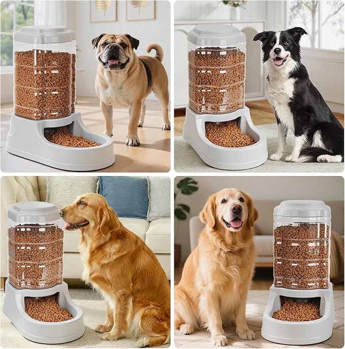 Kenond 9.5L Dog Feeder and Water Bowl Set for Dog, Automatic Food Dispenser | Wide Mouth, Easy to Clean/ Gravity Filled/ Large Capacity/ Multi Pet Home