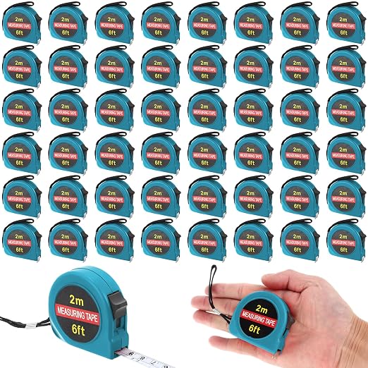 Copkim 50 Pcs 6 FT Mini Tape Measure Retractable Bulk Small Measuring Tape Pocket Size Measurement Tool for Operation Christmas Items Party Favor Gifts Stuffers for Men(Lake Blue)