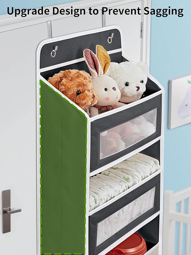 JARLINK Over the Door Organizer for Pantry, Bathroom, 5 Shelf Black, 2 Pack | Anti-Tilt Design, 44 lb Load Capacity, Hanging Door Organizer with 5 Large Capacity Pockets, Behind Door Storage for Nursery