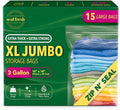 Seal Fresh 3 Gallon Large Plastic Storage Bags – 16" x 18" (15 Count) – Reusable XXL Extra Large Clear Jumbo Zip Bags with Sealable Zipper Top For Clothes, Travel, Moving