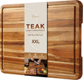 XXLarge Teak Cutting Board Wood Wooden Cutting Boards For Kitchen | Extra Large Solid Butcher Block, Natural Non-toxic, Non-slip Base, Charcuterie Board, Best Cutting Chopping Board