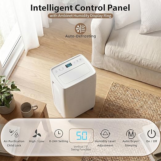 50Pints Dehumidifier with Drain Hose, 3,500 Sq.Ft Dehumidifier for Basement, 4.5L/1.19 Gallon Tank, Energy Star Cert. 41dB, Airflow Swing, Humidity Remover for Home, Bedroom & Bathroom