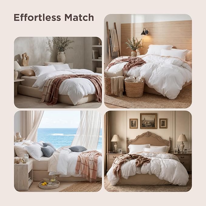 Bedsure White Super King Duvet Cover - 3 Pieces Prewashed Cotton-Like Extra Soft Bedding Set, Includes 1 Duvet Cover 108x98 Inches with Zipper Closure & 2 Pillow Shams, Comforter Not Included