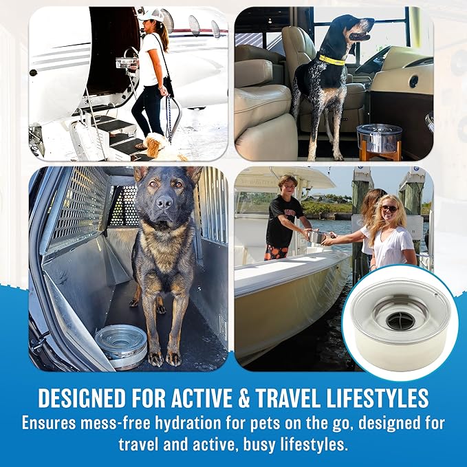 Tritan Plastic Dripless Water Bowl with Lid – Holds 1 Gal, Reduces Spills & Trails Up to 85%+, Water Bowl for Large Breed Dogs (51-85 lbs), The Original Slobber Stopper