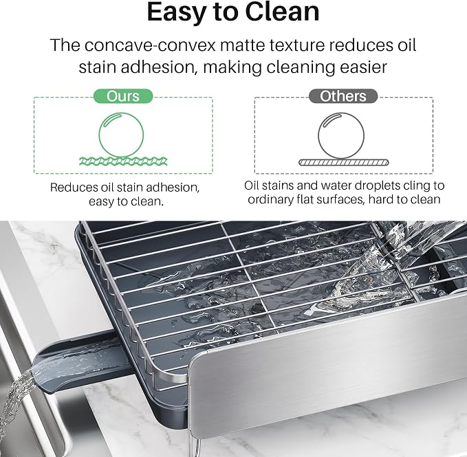 SNTD Dish Drying Rack - Large Dish Racks for Kitchen Counter, Expandable Dish Drainers with Cutlery Holder Stainless Steel Rustproof (Silver)