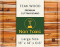 Premium Teak Wood Cutting Board 18" x 14" x 0.6" for Kitchen Meat, Fruit, Pizza Prep - Large Thin Edge Grain with Juice Groove, Solid Hardwood, Non-Toxic, BPA & Plastic Free by New M Way