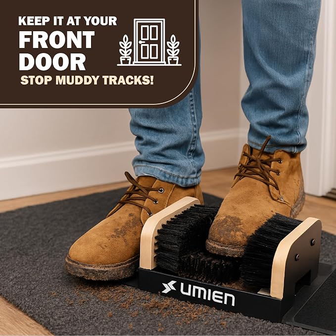 Umien™ Boot Scraper Outdoor Shoe Brush with Flaps - Cleaning Heavy-Duty Shoe Cleaner and Boot Scrubber for Mud, Dirt, and Snow - Durable Weather-Resistant Outdoor Shoe Cleaning Tool