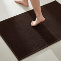 TYUU Bathroom Rugs Non Slip Washable, Super Absorbent Thin Bath Mat Quick Dry Low Pile Bathroom Rug, Brown 24"x47"