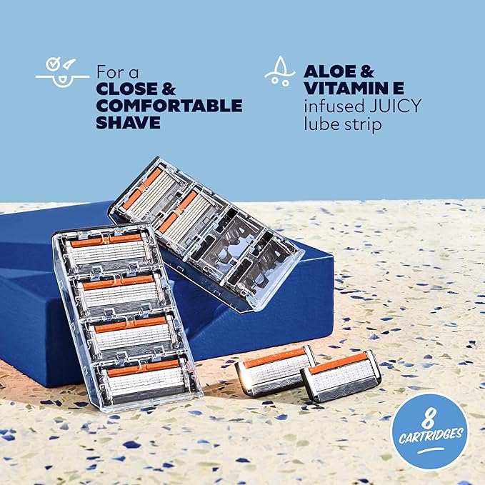 Dollar Shave Club | 6 Blade Razor Refills (8 Pack) | 6 Stainless Steel Blades for a Close & Comfortable Shave