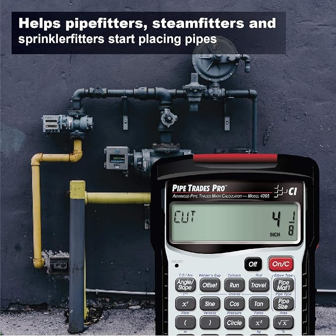 Calculated Industries 4095 Pipe Trades Pro Advanced Pipe Layout and Design Math Calculator Tool for Pipefitters, Steamfitters, Sprinklerfitters and Welders | Built-in Pipe Data for 7 Materials , White | Advanced Pipe Layout and Design Math, For Pipefit...