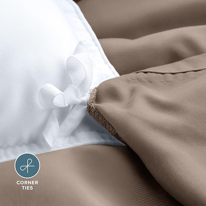 Bare Home Bedding Duvet Cover Queen Size - Premium 1800 Super Soft Collection - Lightweight, Cooling Duvet Cover - Soft Breathable Bedding (Queen, Taupe)