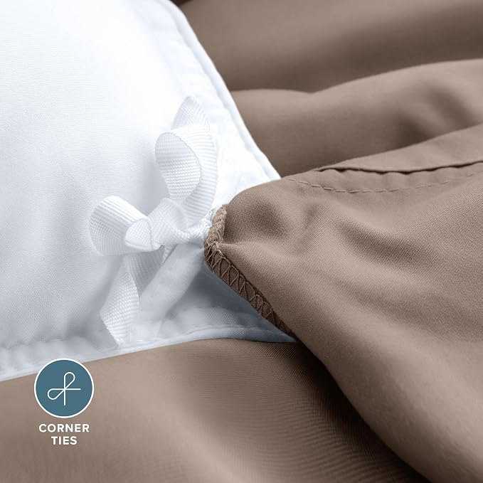 Bare Home Bedding Duvet Cover Oversized Queen - Premium 1800 Super Soft Collection - Lightweight, Cooling - Soft Breathable Bedding Duvet Cover (Oversized Queen, Taupe)