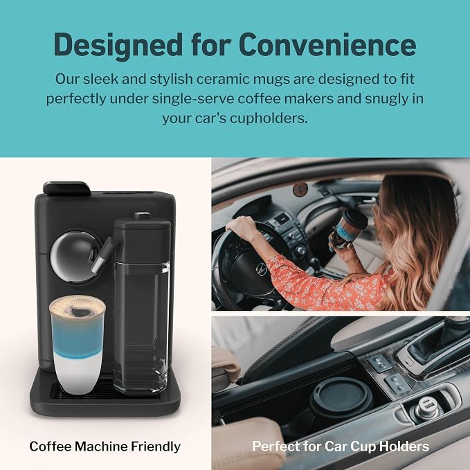 NOVA CERAMICS Travel Coffee Tumbler – Travel Mug - On the Go Coffee Mug – Microwave & Dishwasher Safe Green CoffeeTumbler - Gifts For Women Men Him Her – 16oz – Lagoon