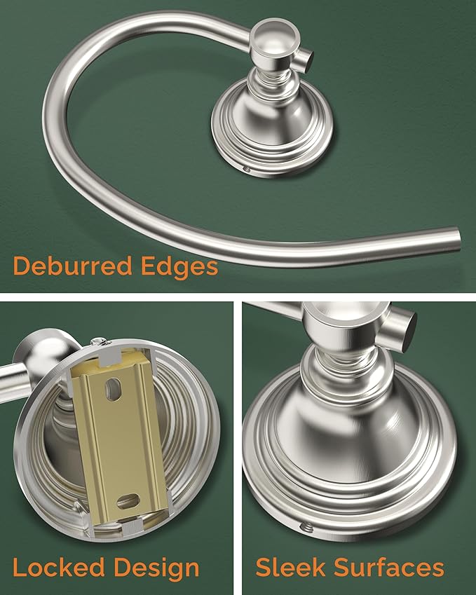 Towel Ring for Bathroom, Stainless Steel Hand Towel Holder Wall Mounted, Brushed Nickel Towel Holder Heavy Duty Towel Hanger for Bath