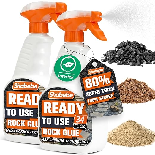 Rock Glue with Sprayer-68OZ Ready to Use Mulch Bond for Landscaping, No Dilution Landscape Glue Spray for Rock, Pea Gravel, Weather Resistant Intertek Test, Pets Safe for Garden Beds