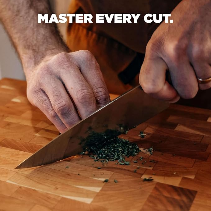 Benchmade Chef Knife Kitchen Knife, CPM-154 Steel Blade (4025-02) | Maple Valley Black Bolster Richlite / G10 handle with black bolster, Drop-Point blade
