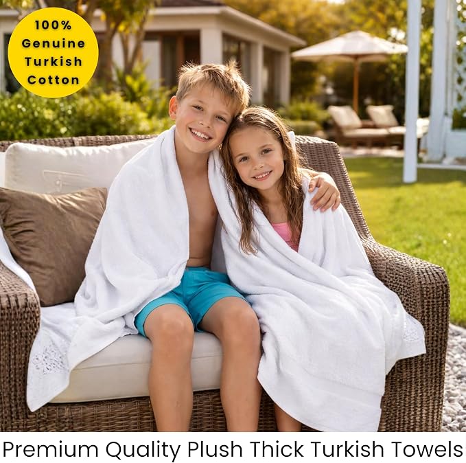 SALBAKOS 2-Piece 100% Turkish Cotton Bath Towels, Extra-Large 35x70, White | Oversized Bath Sheet Towel for Bathroom & Beach, Thick, Super Soft, Highly Absorbent, Premium Hotel Quality, Made in Turkey