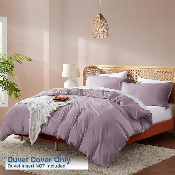 Nestl Dusty Purple Duvet Cover Full Size - Soft Double Brushed Full Size Duvet Cover Set, 3 Piece, with Button Closure, 1 Duvet Cover 80x90 inches and 2 Pillow Shams