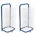 Pearington 25-Shelf Mobile/Wall Mountable Art Drying Rack for Art Studios & Classrooms, 13" D x 17.5" W x 39.4" H, Blue/White, 2-Pack