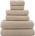 YTYC 29x59 Bath Towels Set,Towels for Bathroom,Beige,6-Pieces | 2 Large Bath towels,2 Hand towels (14x29"),2 Washcloth (13x13"),Super Soft,Highly absorbent,Hanging Loop,80%Polyester