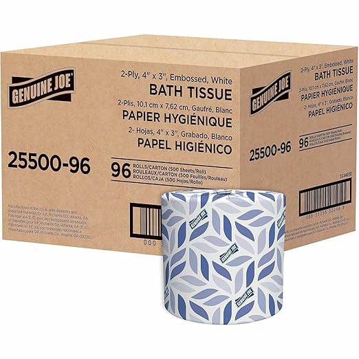 Genuine Joe - GJO2550096 2-ply Standard Bath Tissue Rolls (Pack of 96 Rolls)