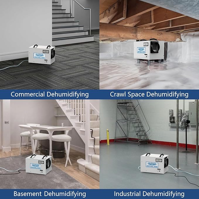 ALORAIR 120 Pints Commercial Dehumidifier for Crawl Spaces & Basements with Drain Hose, Compact Dehumidifiers for Home and Industry Water Damage, Auto Defrost