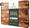 Extra Large End Grain Cutting Board for Kitchen with Non-slip Feet, Acacia Wood Heavy Duty Checkered Cutting Board Handcrafted Luxury Chopping Board for Cheese and Vegetables Housewarming Gift