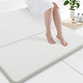 Smiry Memory Foam Bath Mat 47x17, Extra Soft and Absorbent Bathroom Mats, Non Slip Washable Carpet for Floor, Shower and Tub, Ivory White