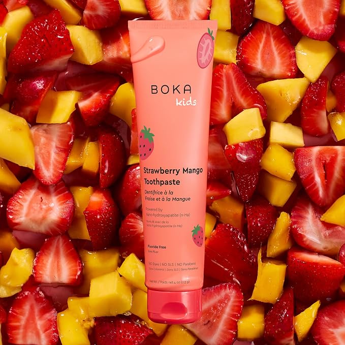 Boka Fluoride Free Toothpaste Nano Hydroxyapatite Toothpaste - Strawberry Mango 4 oz, Boka Kids Sonic Electric Toothrush - Oral Care, U Brush and Nylon Brush Bundle
