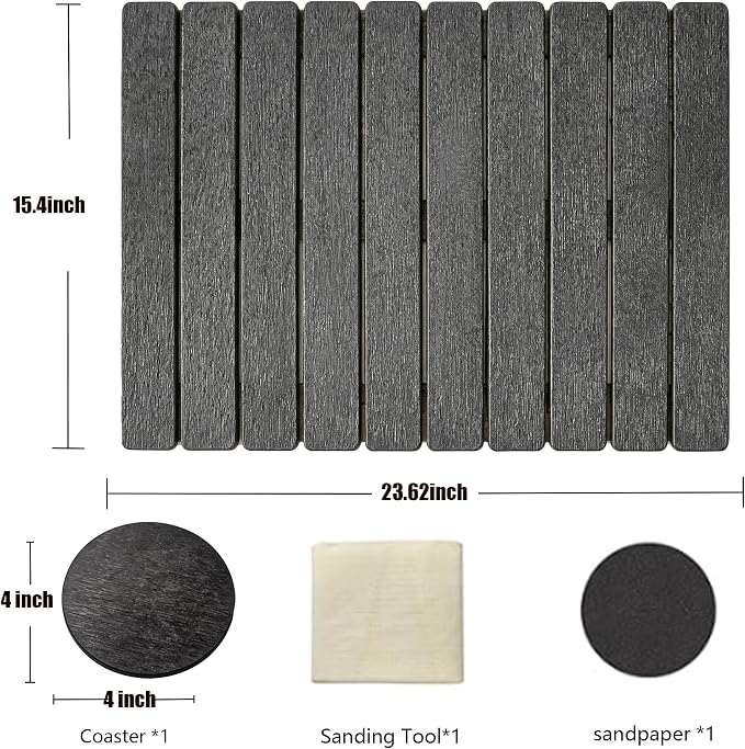 Large Stone Drying Mat for Kitchen Counter, Quick Dry Stone Drying Mat, Foldable Water Absorbing Diatomaceous Earth Dish Drying Mat for Plate Rack Bottles Utensils(Dark Gray 24"×16" & 4" Coaster)
