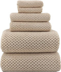 YTYC 39x78 Bath Sheets Set,Towels for Bathroom,Beige,6-Pieces | 2 Extra Large Bath Towels, 2 Hand Towels, 2 Washcloths, Super Soft,Highly absorbent,Hanging Loop,80% Polyester