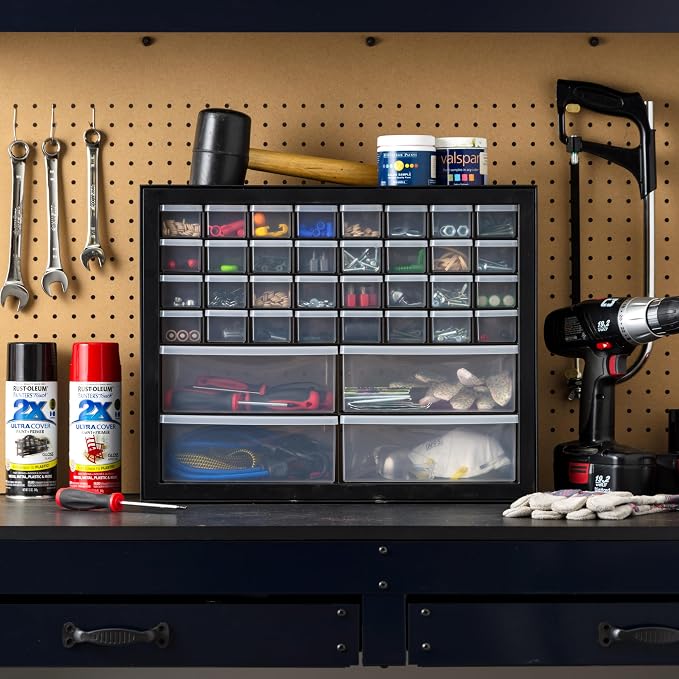 IRIS USA 36-Drawer Storage Cabinet, Made in USA, Small Parts Storage Craft Organizer, Tool Chest, Hardware, Electronics, Screws, Nuts & Bolts, Garage & Workshop Storage, Teacher Toolbox, Black