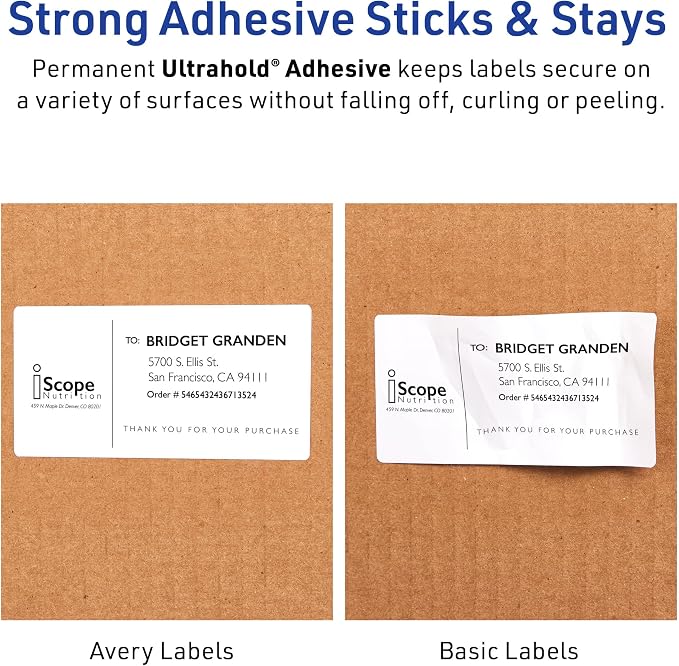 Avery Waterproof Labels, Ultrahold Adhesive, 5.5" x 8.5", Case of 1,000 Labels for Laser Printers (95526)