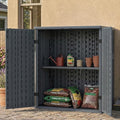 EHHLY Heavy Duty Small Storage Cabinet Outdoor Weatherproof, 14 Cuft Garage Storage Cabinet with 2 Adjustable Shelves, Lockable Kitchen Pantry Closer Organizer, 31Wx23Lx34H, Sage Grey