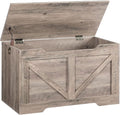 HOOBRO Storage Bench, 29.5” Retro Wooden Storage Chest with U-Shaped Cut-Out Pull, Safety Hinge, Supports 220 lb and Easy Assembly for Toy Box Organizer (Greige) BG77CW01G1